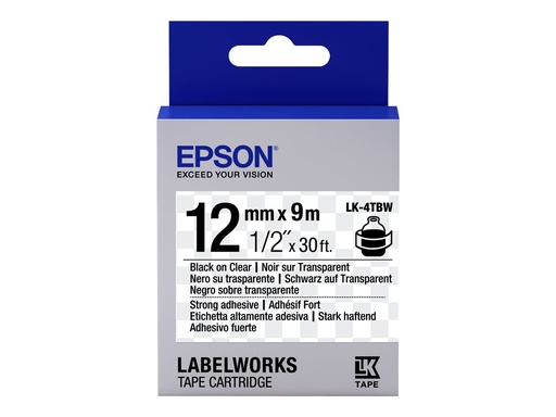 [C53S654015] Epson LabelWorks LK-4TBW - Schwarz auf durchsichtig - Rolle (1,2 cm x 9 m)