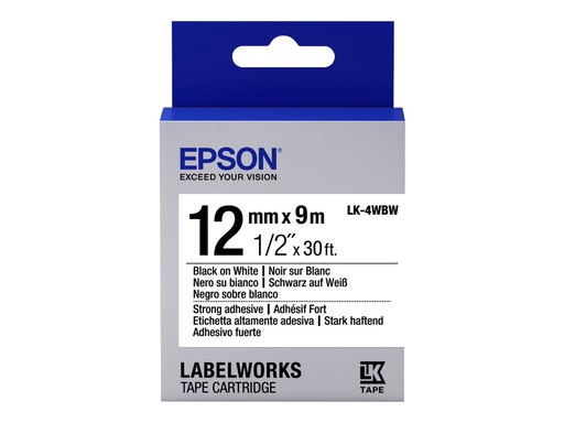 [C53S654016] Epson LabelWorks LK-4WBW - Stark klebend - Schwarz auf Weiß - Rolle (1,2 cm x 9 m)