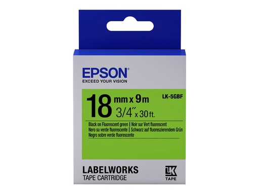 [C53S655005] Epson LabelWorks LK-5GBF - Schwarz auf Grün - Rolle (1,8 cm x 9 m)