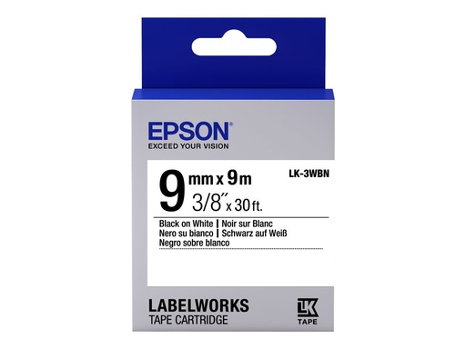 [C53S653003] Epson LabelWorks LK-3WBN - Schwarz auf Weiß - Rolle (0,9 cm x 9 m)