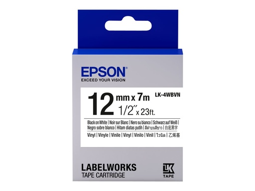 [C53S654041] Epson LK-4WBVN - Vinyl - Schwarz auf Weiß - Rolle (1,2 cm x 7 m)