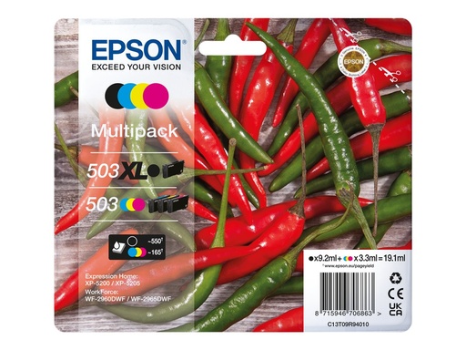 [C13T09R94020] Epson 503XL Multipack - 4er-Pack - XL - Schwarz, Gelb, Cyan, Magenta
