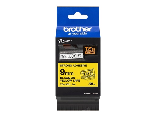 [TZ-ES621] Brother TZe-S621 - Extra starker Klebstoff - Schwarz auf Gelb - Rolle (0,9 cm x 8 m)