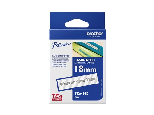 [TZE145] Brother TZe-145 - Standard-Klebstoff - weiß auf durchsichtig - Rolle 1.8 cm x 8 m 1 - Original