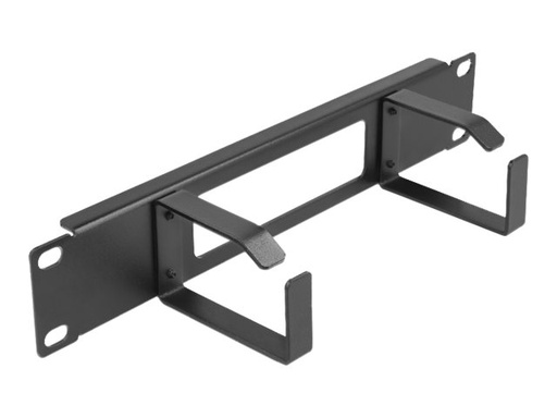 [66654] Delock Rack-Kabelmanagementblech mit Haken - 2 Bügel - Schwarz - 1U - 25.4 cm (10")