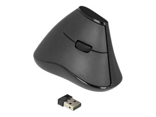 [12622] Delock Ergonomic - Vertikale Maus - ergonomisch - Für Rechtshänder - optisch - 5 Tasten - kabellos - 2.4 GHz - kabelloser Empfänger (USB)