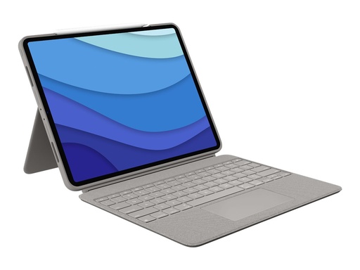 [920-010220] Logitech Combo Touch - Tastatur und Foliohülle - mit Trackpad - hintergrundbeleuchtet - Apple Smart connector - QWERTY - Italienisch - Sand - für Apple 12.9-inch iPad Pro (5. Generation)