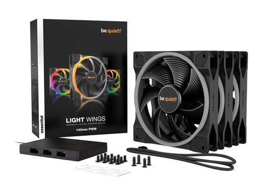 [BL078] Be Quiet! Light Wings - Gehäuselüfter - PWM - 140 mm - Schwarz (Packung mit 3)