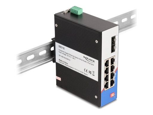 [88016] Delock Switch - 8 x 10/100/1000 + 2 x SFP
