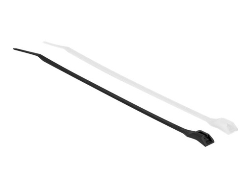 [19471] Delock Kabelbinder - mit flachem Kopf - 20.5 cm - Schwarz, durchsichtig (Packung mit 100)