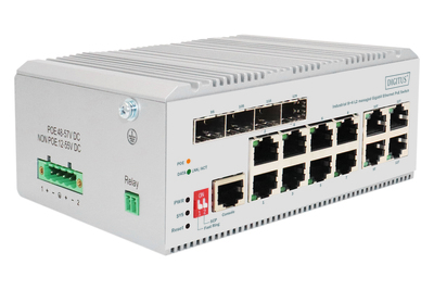 [DN-651139] DIGITUS 8 Port Gigabit Ethernet Netzwerk PoE Switch, Industrial, L2 managed, 4 SFP Uplink