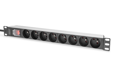 [DN-95402-1-FR] DIGITUS Steckdosenleiste mit Aluminiumprofil und Schalter, 8-fach CEE 7/5, 2 m Zuleitung Schutzkontaktstecker