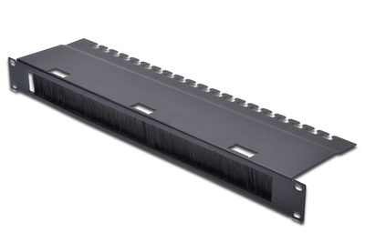 [DN-19 ORG-3U-SW] DIGITUS Kabeldurchführungspanel mit Bürstenleiste für 483 mm (19")-Schränke, 1HE