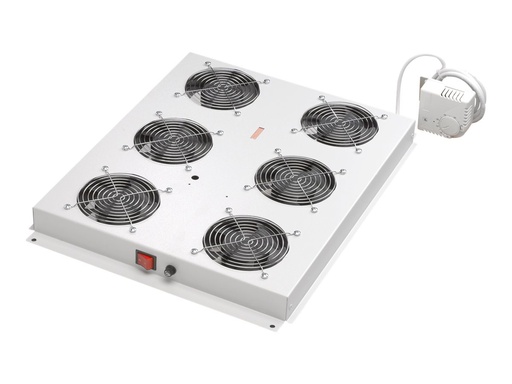 [DN-19 FAN-6-SRV] DIGITUS DN-19 FAN-6-SRV - Rack-Dach mit 2 Lüftern - mit 6 Ventilatoren, Thermostat - Hellgrau, RAL 7035 - 48.3 cm (19")