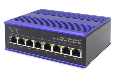 [DN-650108] DIGITUS 8 Port Fast Ethernet Netzwerk PoE Switch,Industrial, Unmanaged
