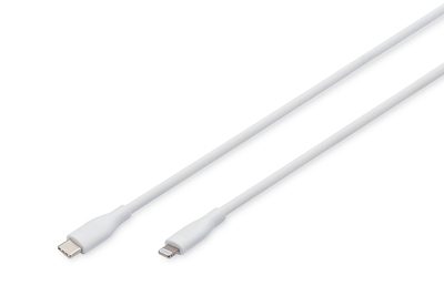 [AK-600110-005-W] DIGITUS Lightning Silikon Anschlusskabel, USB-C - Lightning, 0,5m, weiß