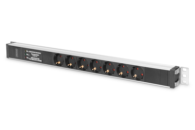 [DN-95412] DIGITUS Steckdosenleiste mit Aluminiumprofil und Überspannungsschutz, integrierter Netzfilter, 7-fach Schutzkontaktsteckdose, 2 m Zuleitung Schutzkontaktstecker