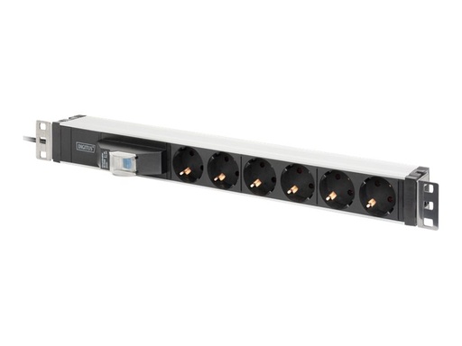 [DN-95417] DIGITUS DN-95417 - Steckdosenleiste (Rack - einbaufähig) - Wechselstrom 250 V - 4000 Watt - Eingabe, Eingang Stromversorgung - Ausgangsanschlüsse: 6 - 1U - 48.3 cm (19")