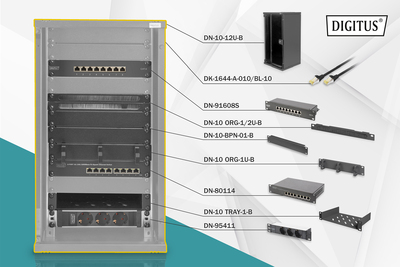 [DN-10-SET-3-B] DIGITUS Netzwerk-Set 254 mm (10") - 12HE, 312 x 300 mm (B x T)
