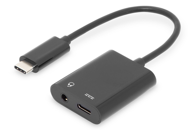[AK-300400-002-S] DIGITUS USB-C Adapter / Konverter, USB-C auf USB-C  + 3.5mm Klinke