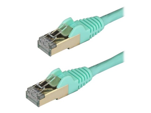 [6ASPAT1MAQ] StarTech.com Startech 1m CAT6A Ethernet Cable, 10 Gigabit Shielded Snagless RJ45 100W PoE Patch Cord, CAT 6A 10GbE STP Network Cable w/Strain Relief, Aqua, UL Certified Wiring/TIA - Category 6A - 26AWG (6ASPAT1MAQ)