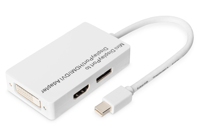 [DB-340509-002-W] DIGITUS Mini DisplayPort Adapter / Konverter - Mini DP auf DisplayPort, HDMI + DVI