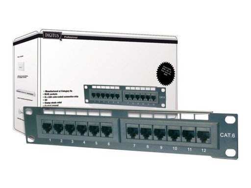 [DN-91512S] DIGITUS DN-91512S - Patch Panel - CAT 5e - RJ-45 X 12 - 1U - 25.4 cm (10")