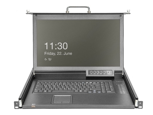 [DS-72220-1FR] DIGITUS KVM-Konsole mit KVM-Switch - 1 Anschlüsse - Französisch - 43.2 cm (17")