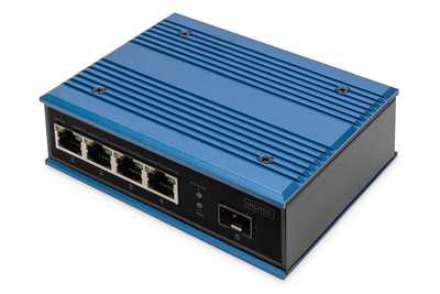 [DN-651131] DIGITUS 4 Port Fast Ethernet Netzwerk PoE Switch, Industrial, Unmanaged, 1 SFP Uplink