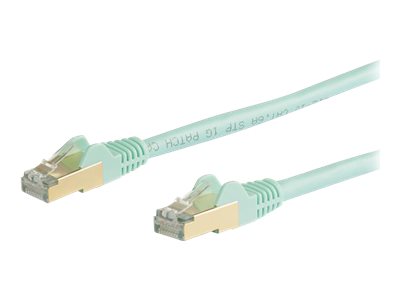 [6ASPAT3MAQ] StarTech.com Startech 3m CAT6A Ethernet Cable, 10 Gigabit Shielded Snagless RJ45 100W PoE Patch Cord, CAT 6A 10GbE STP Network Cable w/Strain Relief, Aqua, UL Certified Wiring/TIA - Category 6A - 26AWG (6ASPAT3MAQ)