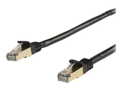 [6ASPAT2MBK] StarTech.com Startech 2m CAT6A Ethernet Cable, 10 Gigabit Shielded Snagless RJ45 100W PoE Patch Cord, CAT 6A 10GbE STP Network Cable w/Strain Relief, Black, UL Certified Wiring/TIA - Category 6A - 26AWG (6ASPAT2MBK)