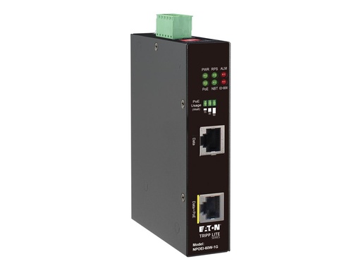 [NPOEI-60W-1G] Eaton Tripp Lite Series Industrial Gigabit Ethernet PoE injector, 60W PoE++, 802.3bt, Midspan, -40C to +75C, IP30 housing, Dual 24~57VDC , DIN rail, 1 Port - Power Injector (DIN-Schienenmontage möglich)