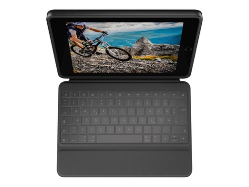 [920-009315] Logitech Rugged Folio - Tastatur und Foliohülle - Apple Smart connector - QWERTZ - Schweiz - für Apple 10.2-inch iPad (7. Generation, 8. Generation, 9. Generation)