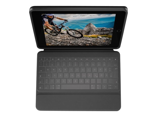 [920-009317] Logitech Rugged Folio - Tastatur und Foliohülle - Apple Smart connector - QWERTY - Spanisch - für Apple 10.2-inch iPad (7. Generation, 8. Generation, 9. Generation)