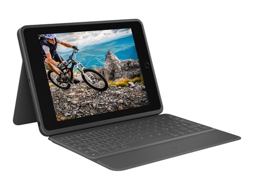 [920-009316] Logitech Rugged Folio - Tastatur und Foliohülle - Apple Smart connector - QWERTY - Italienisch - für Apple 10.2-inch iPad (7. Generation, 8. Generation, 9. Generation)