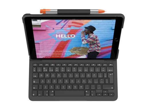 [920-009474] Logitech Slim Folio - Tastatur und Foliohülle - kabellos - Bluetooth - QWERTZ - Deutsch - Graphite - für Apple 10.2-inch iPad (7. Generation, 8. Generation, 9. Generation)