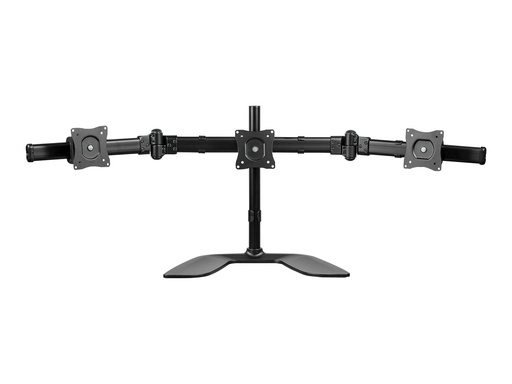 [ARMBARTRIO2] StarTech.com Dreifach Monitorhalterung - Schwenkbar - Stahl und Aluminium - für VESA Monitore bis zu 27 Zoll - 3fach Monitorarm - Aufstellung (Abschlusskappen, Stange, Bodenplatte, Querstange, Unterlegscheiben, Schrauben, Manschette, 2 Monitorarme, VESA-Halterung, 2 Griffschrauben)