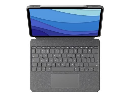 [920-010214] Logitech Combo Touch - Tastatur und Foliohülle - mit Trackpad - hintergrundbeleuchtet - Apple Smart connector - QWERTY - GB - Oxford Gray - für Apple 12.9-inch iPad Pro (5. Generation)