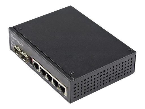 [IES1G52UPDIN] StarTech.com Industrial 6 Port Gigabit Ethernet Switch 5 +2 SFP Slots 30W - Switch - 1 x 10/100/1000 + 4 x 10/100/1000 (PoE+)