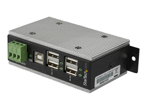 [HB20A4AME] StarTech.com HB20A4AME USB 2.0 Hub (4-Port Industrial USB 2.0 Hub mit ESD-Schutz, 350W Überspannungsschutz , Wandmontage)