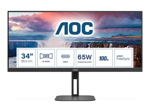 [U34V5C/BK] AOC Value-line U34V5C/BK - V5 series - LED-Monitor - 86.4 cm (34")
