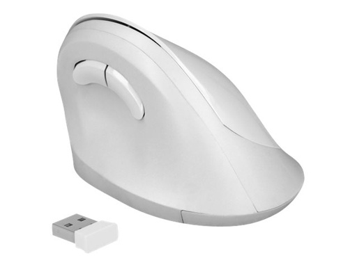 [12596] Delock Ergonomic - Vertikale Maus - ergonomisch - Für Rechtshänder - optisch - 6 Tasten - kabellos - 2.4 GHz - kabelloser Empfänger (USB)