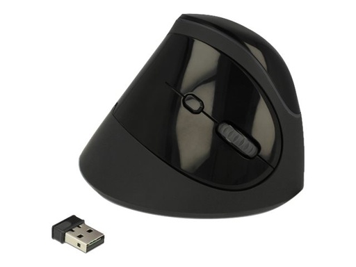 [12599] Delock Ergonomic - Vertikale Maus - ergonomisch - Für Rechtshänder - optisch - 6 Tasten - kabellos - 2.4 GHz - kabelloser Empfänger (USB)