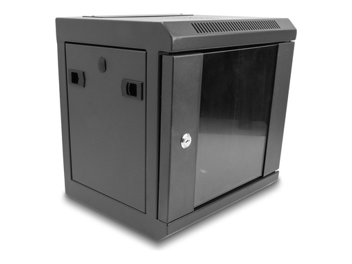 [43417] Delock Gehäuse - mit Glastür - geeignet für Wandmontage, Ständer montierbar - Schwarz - 6U - 25.4 cm (10")