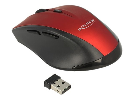 [12493] Delock Maus - ergonomisch - Für Rechtshänder - optisch - 5 Tasten - kabellos - 2.4 GHz - kabelloser Empfänger (USB)