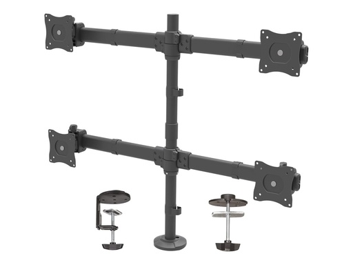 [ARMQUAD] StarTech.com Tisch Monitorhalterung für vier Monitore - Monitorarm für 4 VESA Monitore(2x2) bis zu 27"(je 8kg) - Gelenkig, höhenverstellbar, Neig/Schwenk/Drehfunktion - Klemme/Durchführung (ARMQUAD)