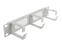 [66541] Delock Cable Management Brush Strip with 3 hooks - Kabelführungspanel mit Bürste - Grau - 1U - 25.4 cm (10")