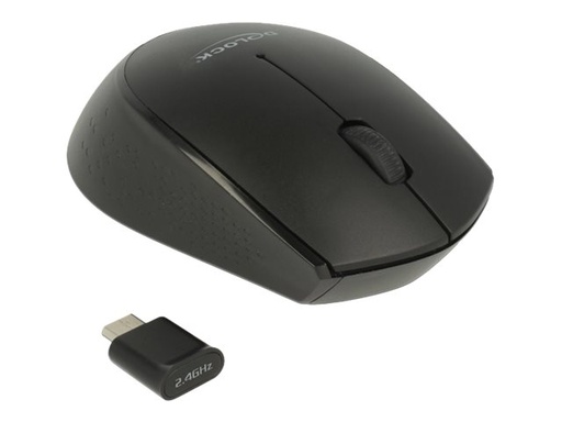 [12526] Delock mini - Maus - rechts- und linkshändig - optisch - 3 Tasten - kabellos - 2.4 GHz - kabelloser Empfänger (USB)