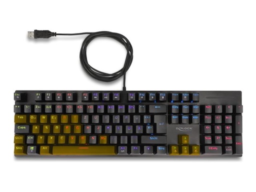 [12115] Delock Tastatur - mechanisches Gaming, kabelgebunden 1,6 m, RGB-Beleuchtung
