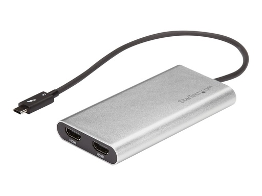 [TB32HD24K60] StarTech.com Startech Thunderbolt 3 auf zwei HDMI Adapter - 4K 60hz - Mac und Windows kompatibel - USB C HDMI Adapter - Thunderbolt 3 zu HDMI - Adapterkabel - USB-C männlich zu HDMI weiblich - 28.4 m - Silber - aktiv, 4K60Hz (4096 x 2160)
